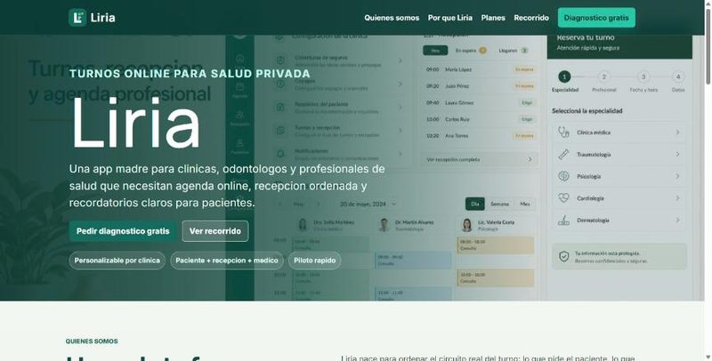 Pantalla de LIRIA: agenda y turnos para clínicas
